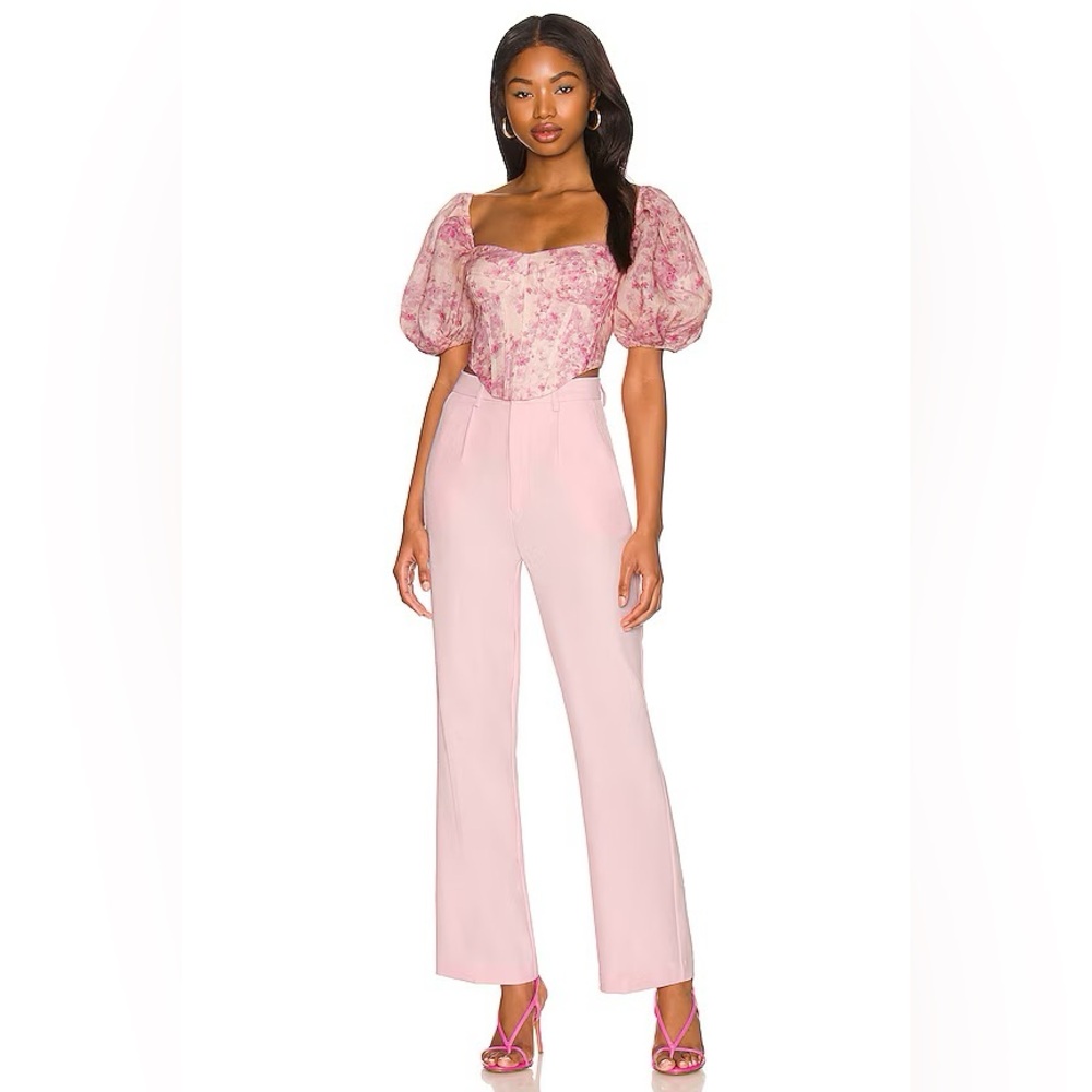REVOLVE Bardot Corset Top Pink Floral Bustier Fitted Romantic Women Size L - Picture 3 of 16